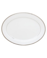 Beautiful in its simplicity, this collection features a timeless, elegant design. The pristine bone china is accented by a single, shimmering band of platinum. The understated beauty of this china will add a refined sophistication to your dining experience for years to come.