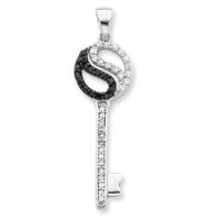 Genuine IceCarats Designer Jewelry Gift Sterling Silver Black And White Cz Swirl Top Circle Key Pendant Genuine IceCarats Designer Jewelry Gift Sterling Silver Black And White Cz Swirl Top Circle Key Pendant