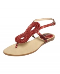 A striking snake print and intricate lanyard-like woven detailing set the Steffie sandals by Calvin Klein sandals worlds apart from the rest. A striking snake print and intricate lanyard-like woven detailing set the Steffie sandals by Calvin Klein sandals worlds apart from the rest.