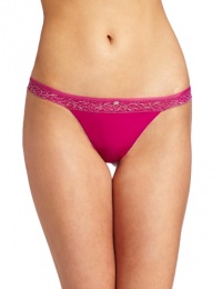 Calvin Klein Women's Naked Glamour Thong with Lace, China Berry, Small Calvin Klein Women's Naked Glamour Thong with Lace, China Berry, Small
