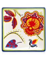 On the bright side. Crafted of easy-care earthenware, Penelope appetizer plates feature whimsical flowers and bands of bold color that make every meal a standout. A must from the Clay Art dinnerware collection. On the bright side. Crafted of easy-care earthenware, Penelope appetizer plates feature whimsical flowers and bands of bold color that make every meal a standout. A must from the Clay Art dinnerware collection.