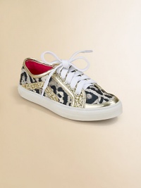 Golden flecks and trim meet an eye-catching cheetah print on these flashy, lace-up kicks for your little animal.Lace-upRubber upperRubber solePadded insoleImported Golden flecks and trim meet an eye-catching cheetah print on these flashy, lace-up kicks for your little animal.Lace-upRubber upperRubber solePadded insoleImported