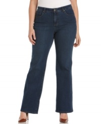 Charter Club's plus size boot cut jeans feature a streamlined design that slenderizes your shape-- they're slimming and sensational! Charter Club's plus size boot cut jeans feature a streamlined design that slenderizes your shape-- they're slimming and sensational!