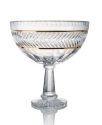 Truly spectacular, this footed crystal bowl from Trump Home is elaborately cut, fluted and finished with bands of gleaming gold to evoke the historic Mar-a-Lago Club of Palm Beach. Truly spectacular, this footed crystal bowl from Trump Home is elaborately cut, fluted and finished with bands of gleaming gold to evoke the historic Mar-a-Lago Club of Palm Beach.