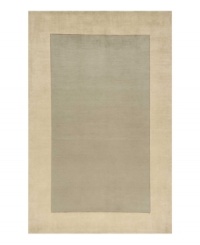 Timeless allure. This attractive area rug illuminates your home with soft grey color, offset by a refined beige-toned border. Hand-tufted and hand-carved with plush Chinese wool, the rug offers splendid softness and a deep finish that rivals the finest Tibetan weaves. Timeless allure. This attractive area rug illuminates your home with soft grey color, offset by a refined beige-toned border. Hand-tufted and hand-carved with plush Chinese wool, the rug offers splendid softness and a deep finish that rivals the finest Tibetan weaves.