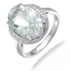 10x14MM Green Amethyst Ring In Sterling Silver 6 CT (Available In Sizes 5 - 9)
