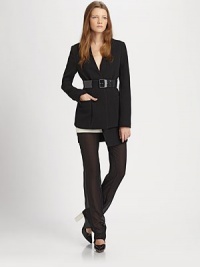 These slim-leg silk chiffon trousers are elevated with a unique wrap skirt overlay.Wrap-style skirt overlayLong chiffon legsConcealed side zipOverlay, about 16 longInseam, about 35Skirt: 65% triacetate/35% polyesterPants: silkDry cleanImportedModel shown is 5'10 (177cm) wearing US size 4. These slim-leg silk chiffon trousers are elevated with a unique wrap skirt overlay.Wrap-style skirt overlayLong chiffon legsConcealed side zipOverlay, about 16 longInseam, about 35Skirt: 65% triacetate/35% polyesterPants: silkDry cleanImportedModel shown is 5'10 (177cm) wearing US size 4.