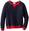 Splendid Littles Boys 2-7 Toddler Lexington Stripe Long Sleeve Raglan Sweatshirt, Navy/Flame, 4T