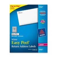 Avery Easy Peel White Return Address Labels for Laser Printers, .5 inches x 1.75 inches, Box of 8000 (5167) Avery Easy Peel White Return Address Labels for Laser Printers, .5 inches x 1.75 inches, Box of 8000 (5167)