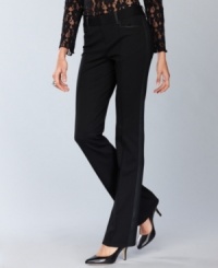 INC's menswear-inspired pants get a leg up with sleek faux-leather tuxedo stripes. Perfect for the holiday season or anytime you want to dress up your look. INC's menswear-inspired pants get a leg up with sleek faux-leather tuxedo stripes. Perfect for the holiday season or anytime you want to dress up your look.