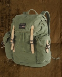 Touchable ripstop cotton gives this tough military bag a little softness, while faded leather buckle straps lend a distinctly rugged vibe, reminding you that it's ready for action. Touchable ripstop cotton gives this tough military bag a little softness, while faded leather buckle straps lend a distinctly rugged vibe, reminding you that it's ready for action.