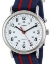 Timex Unisex T2N747 Weekender Blue and Red Stripe Nylon Strap Watch