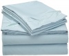Cathay Home Fashions Luxury Silky Soft Leaf Design Embroidered Microfiber Queen Sheet Set, Light Blue