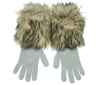 Michael Kors Faux Fur Trim Gloves Pearl Heather One Size