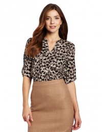 Calvin Klein Women's Printed Crew Neck Roll Sleeve, Neutral/Black, Small Calvin Klein Women's Printed Crew Neck Roll Sleeve, Neutral/Black, Small