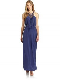 THE LOOKMacrame design at yoke with fringe detailsSleevelessElastic waistbandMaxi lengthRacerbackTHE FITAbout 58 from shoulder to hemTHE MATERIALSilkCARE & ORIGINDry cleanImportedModel shown is 5'10½ (179cm) wearing US size 4. THE LOOKMacrame design at yoke with fringe detailsSleevelessElastic waistbandMaxi lengthRacerbackTHE FITAbout 58 from shoulder to hemTHE MATERIALSilkCARE & ORIGINDry cleanImportedModel shown is 5'10½ (179cm) wearing US size 4.