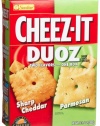 Cheez-It Baked Snack Crackers, Duoz, Sharp Cheddar & Parmesan, 13.7-Ounce Boxes (Pack of 4)