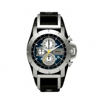 Fossil Men's JR1156 Black Leather Strap Blue Analog Dial Chronograph Watch Fossil Men's JR1156 Black Leather Strap Blue Analog Dial Chronograph Watch