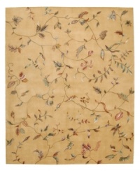 Graced with winsome designs of colorful vinery and leaves, this beautiful rug will sweep you off your feet, day after day. 100% premium wool is hand-tufted and hand-carved, greatly enhancing both the softness and sheen of the design. Graced with winsome designs of colorful vinery and leaves, this beautiful rug will sweep you off your feet, day after day. 100% premium wool is hand-tufted and hand-carved, greatly enhancing both the softness and sheen of the design.