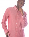 Men's John Varvatos USA Lightweight Chambray Button Up in Cherry Size XL