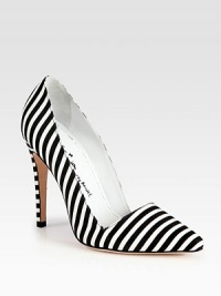 Bold stripes in dramatically contrasting hues add nautical charm to this point toe silhouette in luxe canvas. Self-covered heel, 4½ (115mm)Canvas upperPoint toeLeather lining and solePadded insoleImported Bold stripes in dramatically contrasting hues add nautical charm to this point toe silhouette in luxe canvas. Self-covered heel, 4½ (115mm)Canvas upperPoint toeLeather lining and solePadded insoleImported