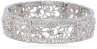 1928 Jewelry Vintage Lace Crystal Square Filigree Stretch Bracelet, 2.6 1928 Jewelry Vintage Lace Crystal Square Filigree Stretch Bracelet, 2.6
