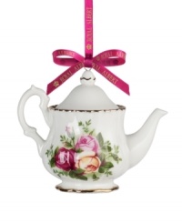 If you love it on your table, you'll adore it on the tree. This Old Country Roses ornament bears the classic pink and gold florals of Royal Albert's famed dinnerware collection in a mini teapot design. If you love it on your table, you'll adore it on the tree. This Old Country Roses ornament bears the classic pink and gold florals of Royal Albert's famed dinnerware collection in a mini teapot design.