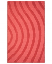 Abstract and absorbing, this rose-colored rug adds movement to any room. Playful, wavy lines reverberate against a warm red ground, resounding with personality in your home. Abstract and absorbing, this rose-colored rug adds movement to any room. Playful, wavy lines reverberate against a warm red ground, resounding with personality in your home.