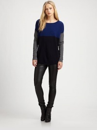 Bold colorblock adds just the right graphic pop to this soft wool and cashmere pullover.BoatneckDropped shouldersLong sleevesPullover styleAbout 28 from shoulder to hem70% wool/30% cashmereDry cleanImportedModel shown is 5'11 (180cm) wearing US size Small. Bold colorblock adds just the right graphic pop to this soft wool and cashmere pullover.BoatneckDropped shouldersLong sleevesPullover styleAbout 28 from shoulder to hem70% wool/30% cashmereDry cleanImportedModel shown is 5'11 (180cm) wearing US size Small.