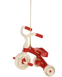 Hop along for the ride! Lenox has crafted a whimsical red tricycle in this porcelain ornament, perfect for commemorating your little tykes first ride. With gold hanging thread. Hop along for the ride! Lenox has crafted a whimsical red tricycle in this porcelain ornament, perfect for commemorating your little tykes first ride. With gold hanging thread.