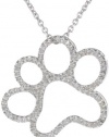 Silver and Diamond Dog Paw Pendant Necklace (1/20 cttw, I-J Color, I3 Clarity), 18