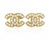 Angel Stars Gold Plated Pearls Double CC C C Small Stud Earrings -- 10mm--15mm