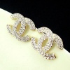 Angel Stars Gold Plated Australian Crystals Double Cc C C Stud Earrings -- XL