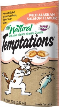All Natural Temptations Wild Alaskan Salmon Flavor Treats for Cats, 2.47-Ounce Pouches (Pack of 12) All Natural Temptations Wild Alaskan Salmon Flavor Treats for Cats, 2.47-Ounce Pouches (Pack of 12)