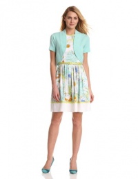 London Times Women's Printed Dress with Bolero, Aqua, 14 London Times Women's Printed Dress with Bolero, Aqua, 14