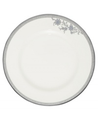 Pick the Hayden salad plate for pale blue florals and a lacy platinum border. From Noritake dinnerware, the dishes of this set have matching platinum bands which add a traditional touch to glazed white for porcelain that shines in any setting. Pick the Hayden salad plate for pale blue florals and a lacy platinum border. From Noritake dinnerware, the dishes of this set have matching platinum bands which add a traditional touch to glazed white for porcelain that shines in any setting.