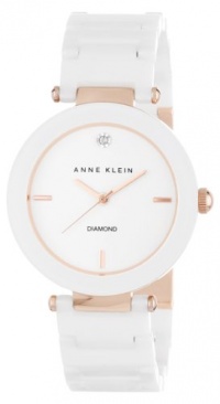 Anne Klein Women's AK/1018RGWT Diamond Dial Rose Gold-Tone White Ceramic Bracelet Watch Anne Klein Women's AK/1018RGWT Diamond Dial Rose Gold-Tone White Ceramic Bracelet Watch