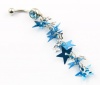 Bodyart 316L Stainless Steel 14 Guage Blue Multi Star Dangle Belly Ring Bar Navel Ring Button Jeweled 14g 7/16