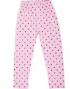 Pink Soft Breathable Cotton Polka Dot Kid Leggings