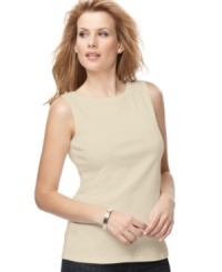 Stock up on Karen Scott's sleek tank-available in a rainbow of colors, it's polished on its own and perfect as a layer! Stock up on Karen Scott's sleek tank-available in a rainbow of colors, it's polished on its own and perfect as a layer!