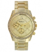 Charismatic boyfriend-inspired timepiece with a golden shine, by Style&co. Crafted of gold tone mixed metal bracelet and round case embellished with crystal accents. Gold tone dial features three subdials, applied stick indices, numerals at four, eight and twelve o'clock, three hands and logo. Quartz movement. Splash resistant. Two-year limited warranty.