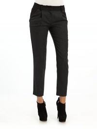 THE LOOKZip fly with double tab-and-bar closureBelt loopsSlant side pocketsDecorative back pocketsContrast stitching at waistTHE FITRise, about 7½Inseam, about 28THE MATERIALWoolTrim: 70% wool/30% rayonLining: 55% polyester/45% rayonCARE & ORIGINDry cleanImported THE LOOKZip fly with double tab-and-bar closureBelt loopsSlant side pocketsDecorative back pocketsContrast stitching at waistTHE FITRise, about 7½Inseam, about 28THE MATERIALWoolTrim: 70% wool/30% rayonLining: 55% polyester/45% rayonCARE & ORIGINDry cleanImported