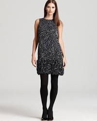 Talk about texture, this MICHAEL Michael kors dress embraces a bold feminine vision as a statement ruffled hem adorns a polka-dot silhouette for festive look ready to light up the room. Talk about texture, this MICHAEL Michael kors dress embraces a bold feminine vision as a statement ruffled hem adorns a polka-dot silhouette for festive look ready to light up the room.