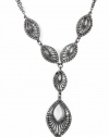 Alfani Necklace, 16 Hematite-Tone Bling Open Filigree with Crystal Accents Y-Necklace