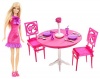 Mattel Barbie Doll and Dining Room Gift Set