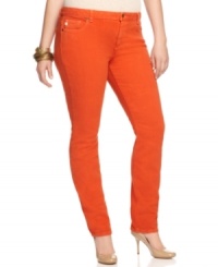 Score one of the season's smouldering hot looks with MICHAEL Michael Kors' plus size skinny jeans, finished by a orange wash. Score one of the season's smouldering hot looks with MICHAEL Michael Kors' plus size skinny jeans, finished by a orange wash.