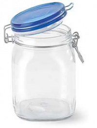 Bormioli Rocco Fido Square Jar with Blue Lid, 33-3/4-Ounce Bormioli Rocco Fido Square Jar with Blue Lid, 33-3/4-Ounce
