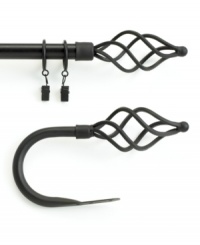 Decidedly modern, the Wire Twist drapery rod accents your window with a unique, twisted wire design. The rod, finial and brackets are crafted of steel. Decidedly modern, the Wire Twist drapery rod accents your window with a unique, twisted wire design. The rod, finial and brackets are crafted of steel.