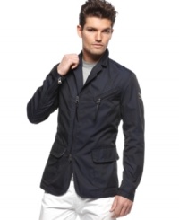 Put the finishing touch on your edgy style with this full-zip jacket from Armani Jacket. Put the finishing touch on your edgy style with this full-zip jacket from Armani Jacket.