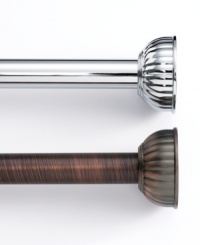 Hang any shower curtain between the fluted finials of this metal curtain rod for a subtle touch of sophistication. With a chrome or bronze finish to coordinate with curtain rings and other bath accessories. Hang any shower curtain between the fluted finials of this metal curtain rod for a subtle touch of sophistication. With a chrome or bronze finish to coordinate with curtain rings and other bath accessories.
